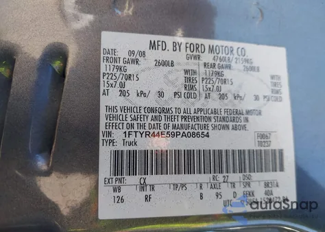 2009 Ford Ranger Sport/Xlt z USA, uszkodzony, nr VIN 1FTYR44E59PA08654